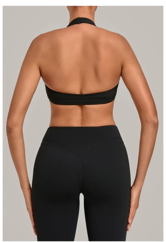 SPARK Women's Bare-feel Halter Neck Open Back Yoga Workout Bra QS5423