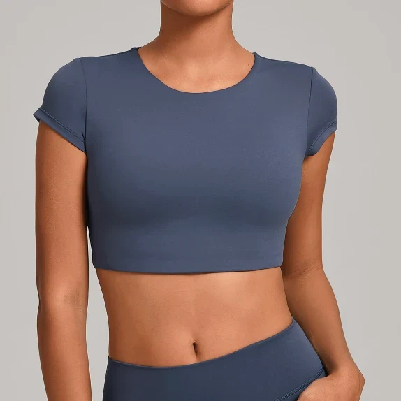 SPARK Women's Hollow Back Crop Yoga Short-Sleeve QS2590