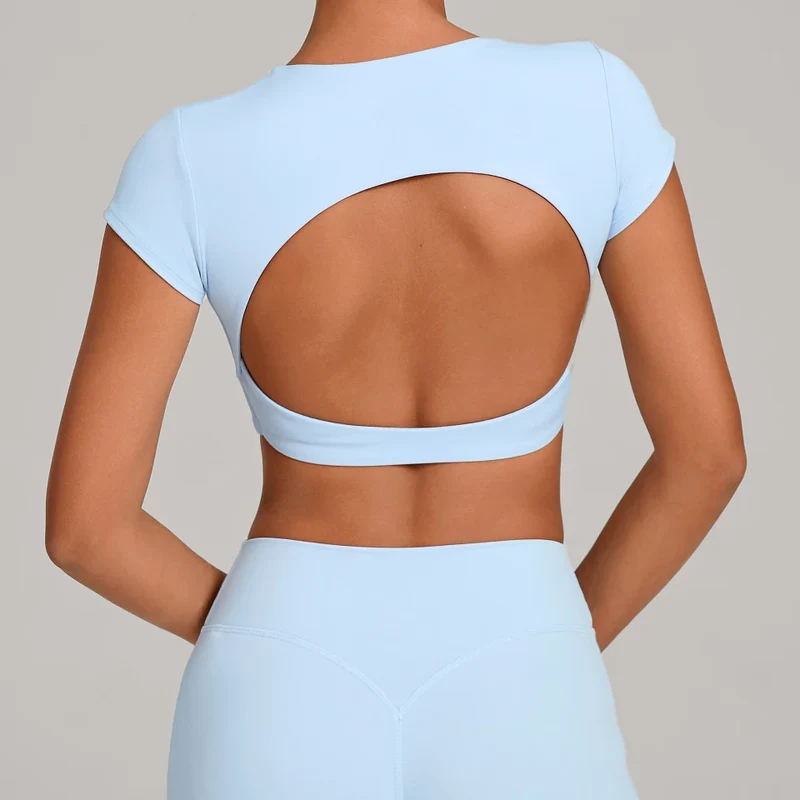 SPARK Women's Hollow Back Crop Yoga Short-Sleeve QS2590