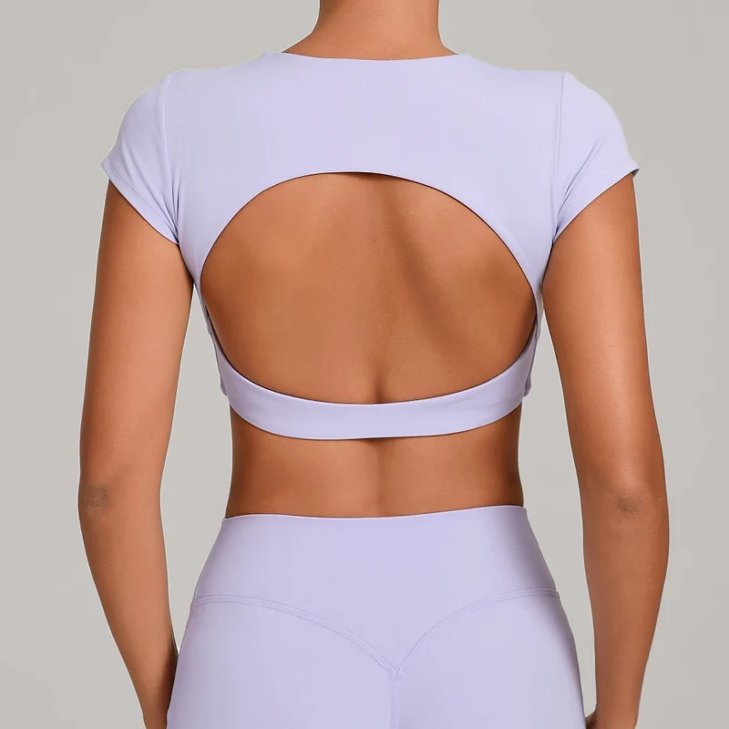 SPARK Women's Hollow Back Crop Yoga Short-Sleeve QS2590