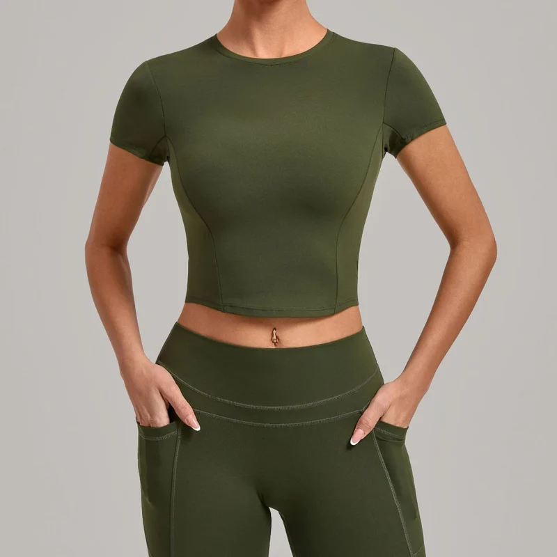 SPARK Women's Summer Fitted Short-Sleeve Yoga T-Shirt QS1369