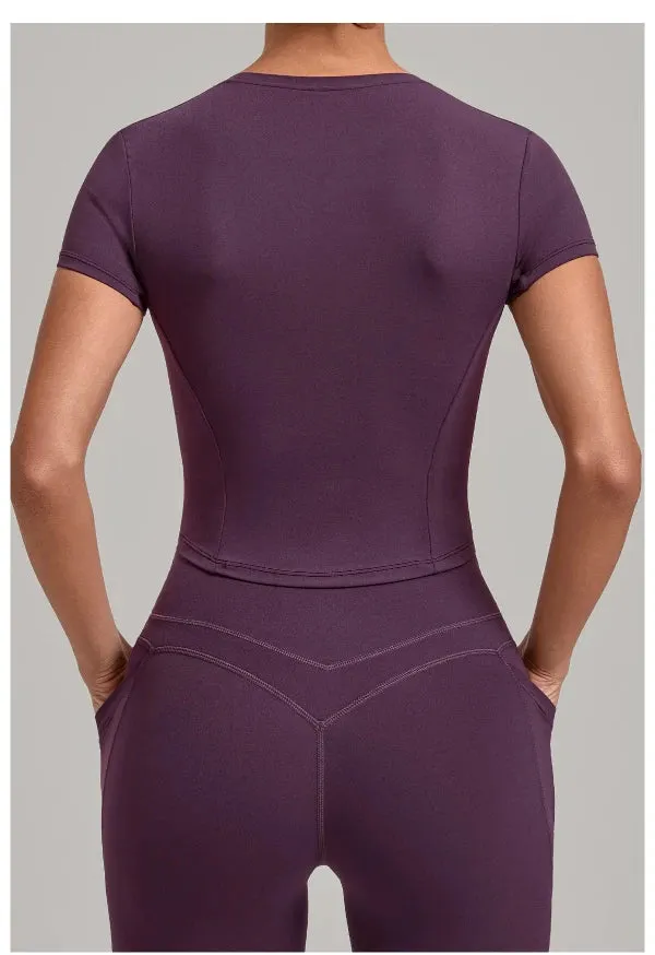 SPARK Women's Summer Fitted Short-Sleeve Yoga T-Shirt QS1369