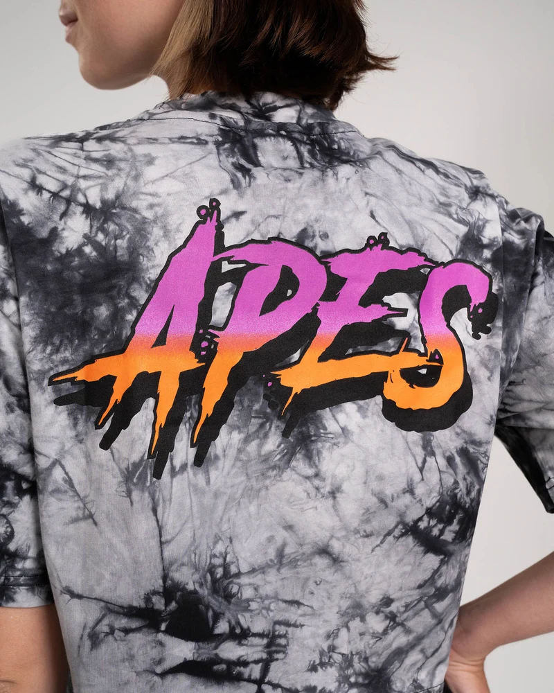 T-shirt Crop Oversize Apes Lab. Tie Dye Black/White