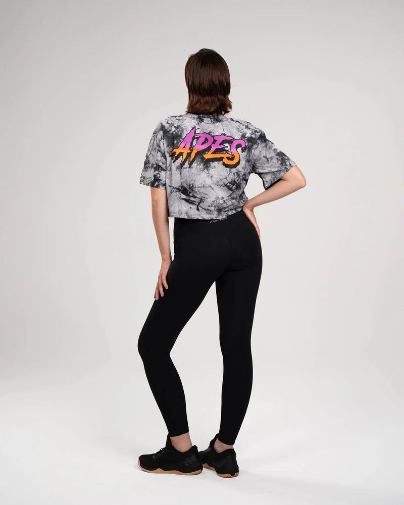 T-shirt Crop Oversize Apes Lab. Tie Dye Black/White