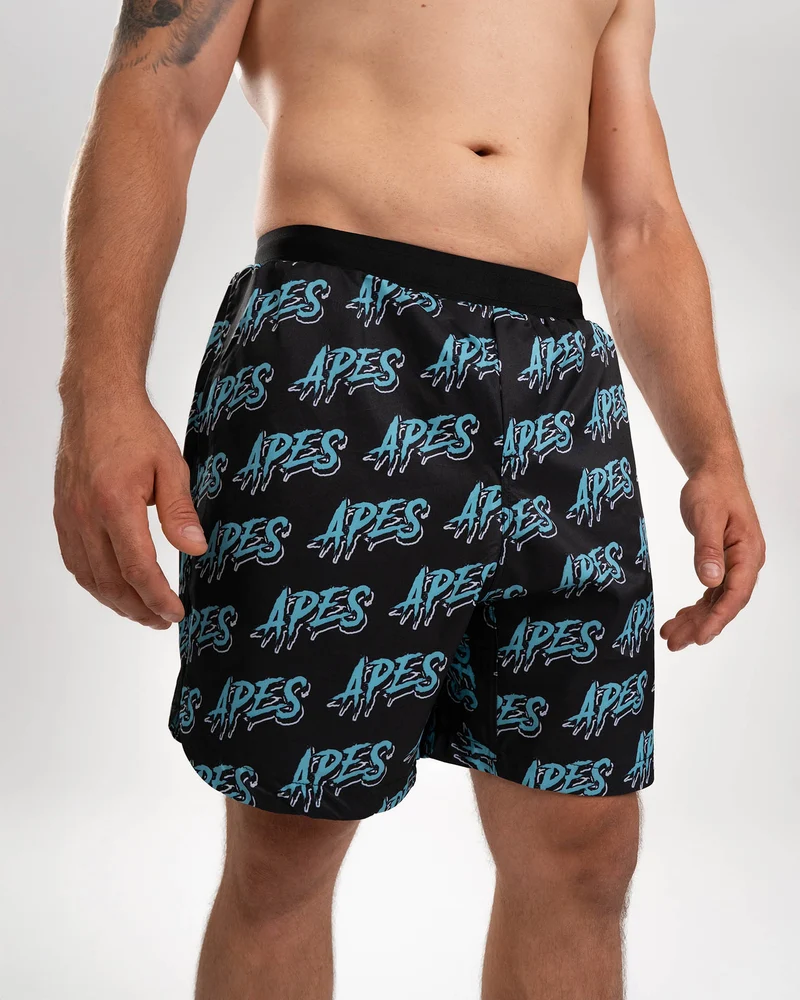 Apes Monogram Shorts Black/Sky Blue