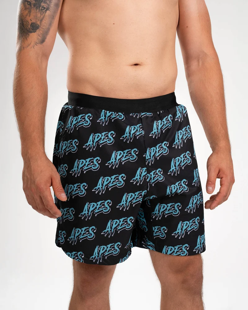 Apes Monogram Shorts Black/Sky Blue