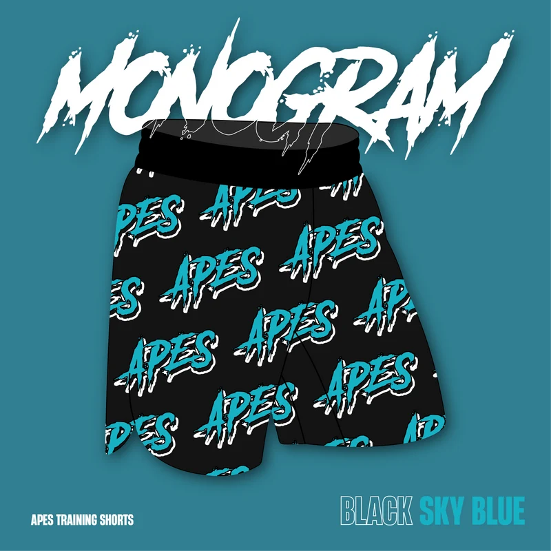 Apes Monogram Shorts Black/Sky Blue