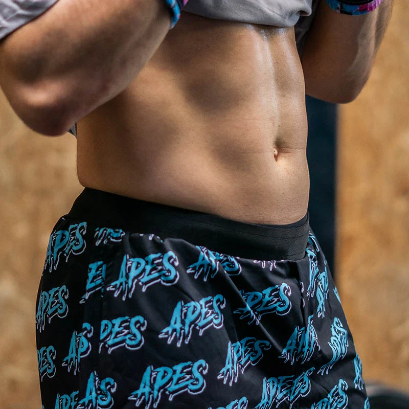 Apes Monogram Shorts Black/Sky Blue