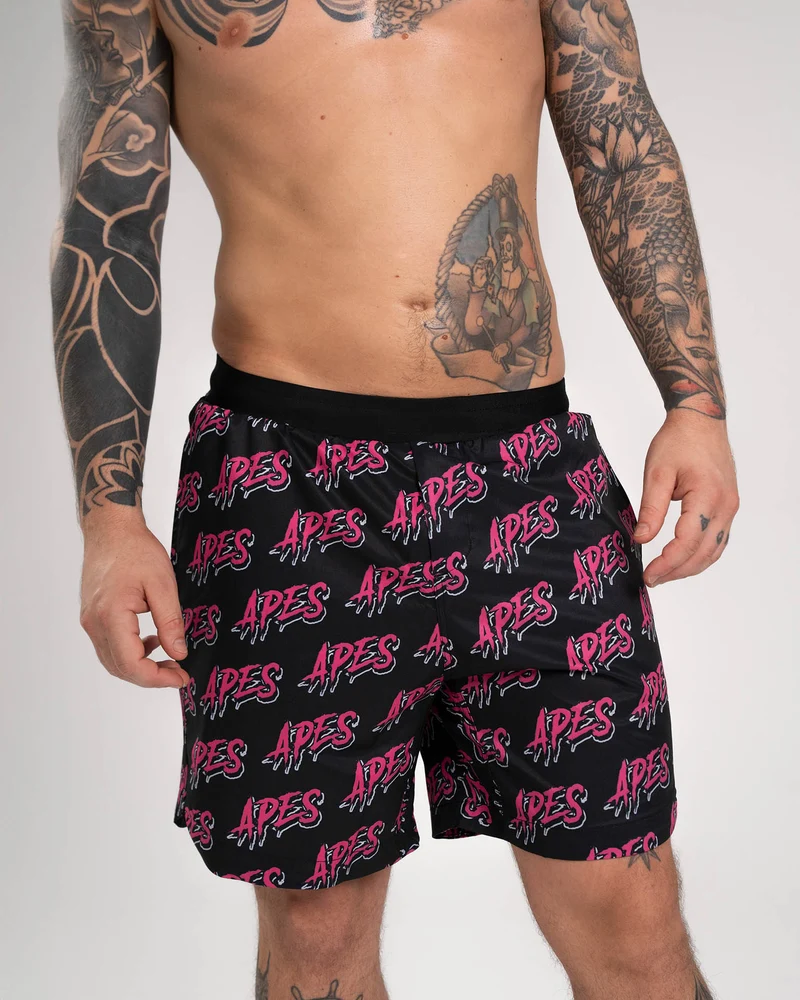 Apes Monogram Shorts - Black/Pink