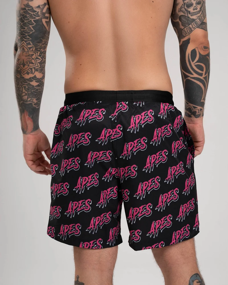 Apes Monogram Shorts - Black/Pink