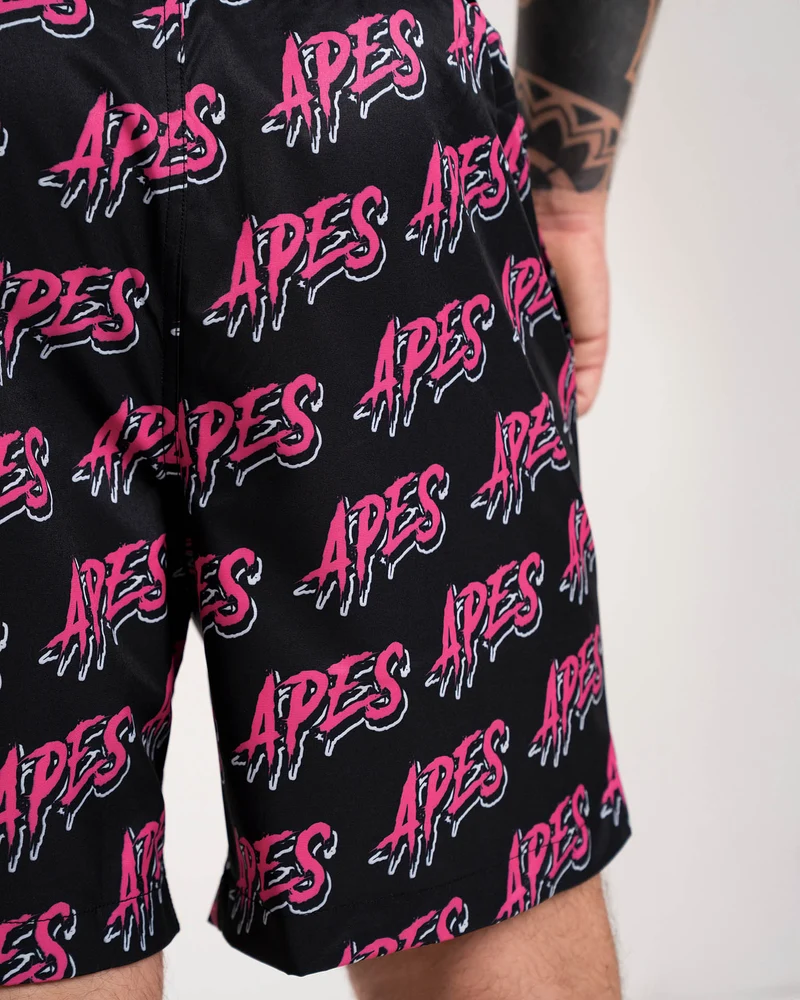 Apes Monogram Shorts - Black/Pink
