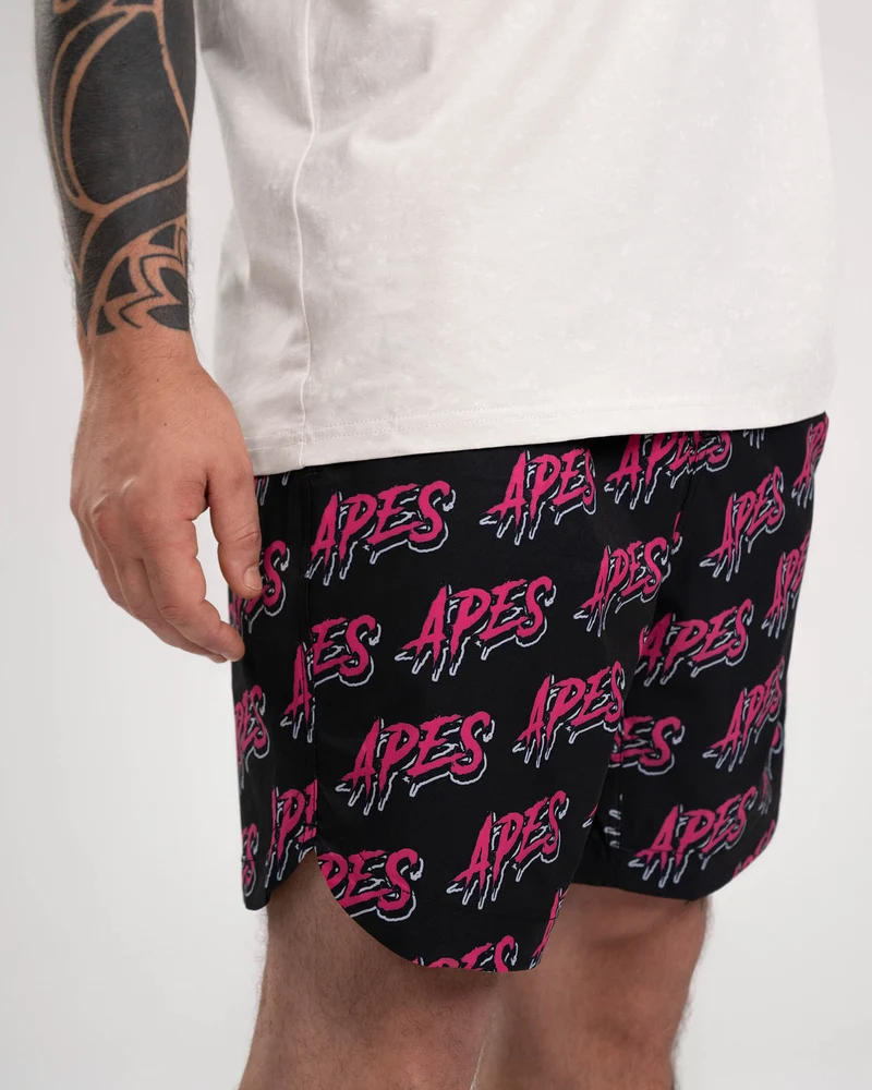 Apes Monogram Shorts - Black/Pink