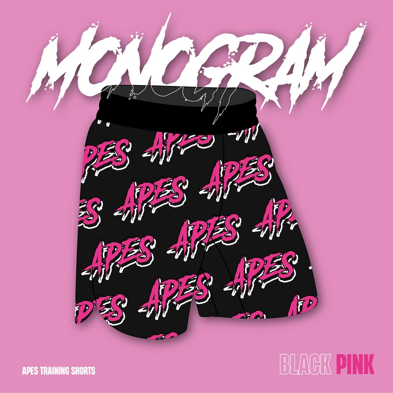 Apes Monogram Shorts - Black/Pink