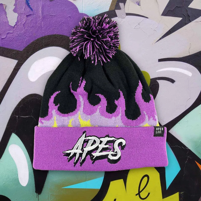 Apes Pompon Beanie - Purple Flame