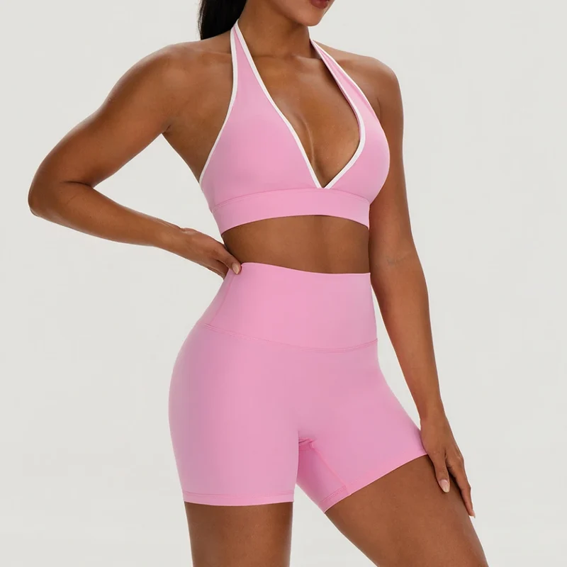 SPARK Sexy Backless Workout Set for Women YEL62718+62419