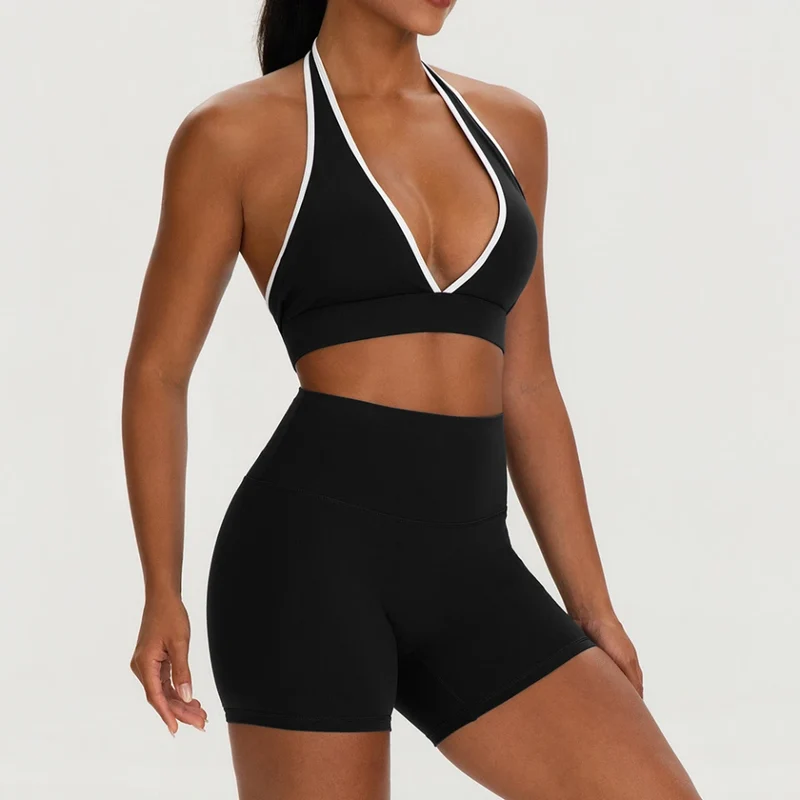 SPARK Sexy Backless Workout Set for Women YEL62718+62419