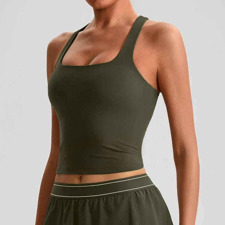 SPARK Women’s Square Neck Racerback Yoga Fitness Tank Top LQ2208