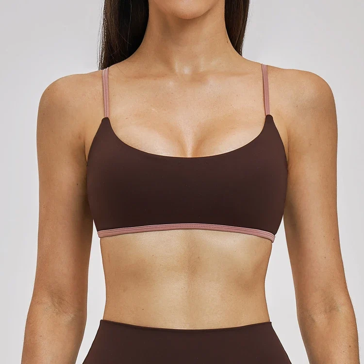 SPARK Women's Color Block Spaghetti Strap Yoga Bra ZC6116