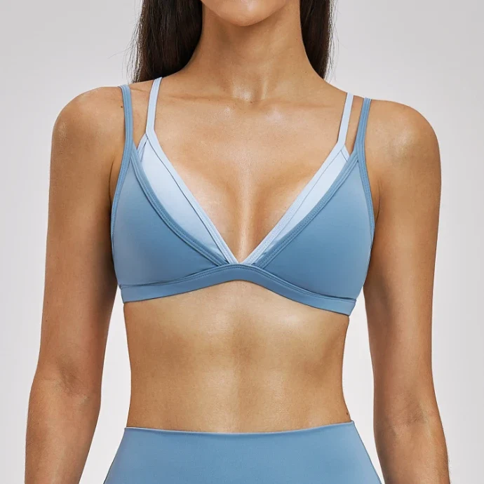 SPARK Women's Double-layer Fake Two-piece Color-Blocking Yoga Bra ZC6116