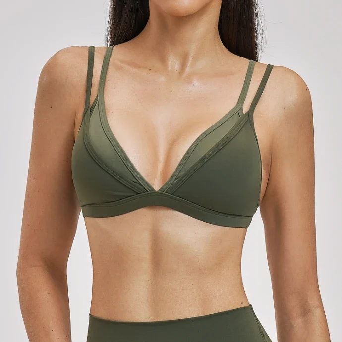 SPARK Women's Double-layer Fake Two-piece Color-Blocking Yoga Bra ZC6116