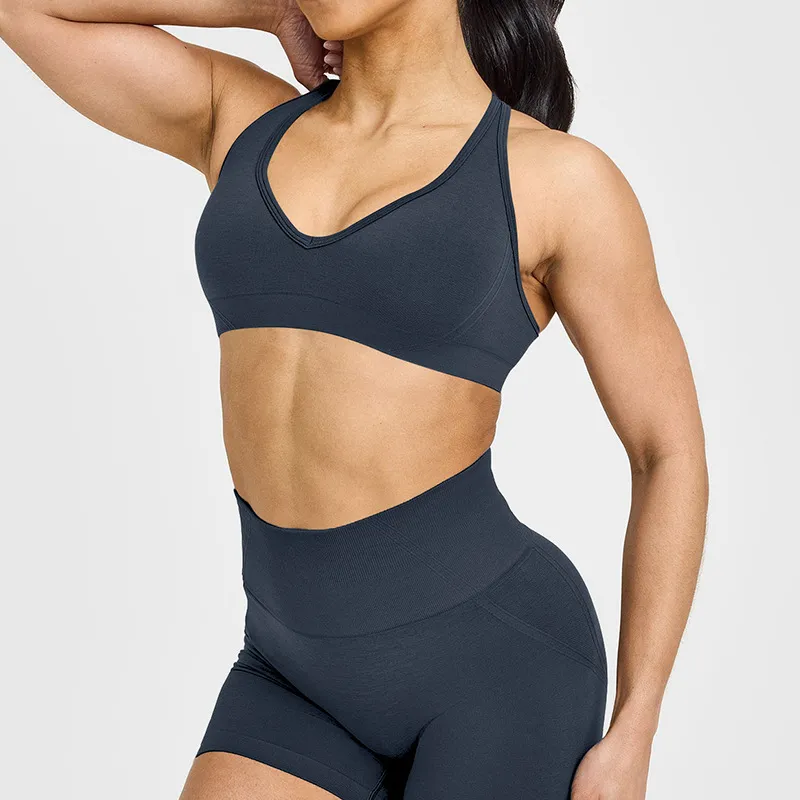 SPARK Seamless Women's V Neck Racerback Fitness Bra RX6017