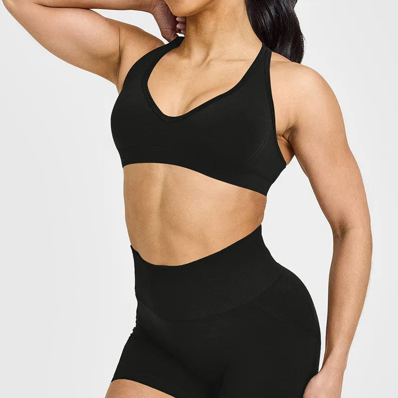SPARK Seamless Women's V Neck Racerback Fitness Bra RX6017