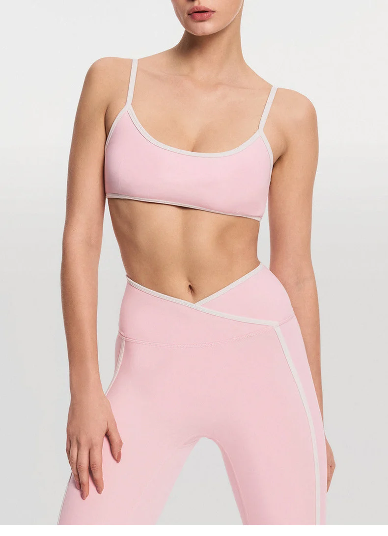 SPARK Contrast Color Spaghetti Straps Fitness Sports Bra RX6008