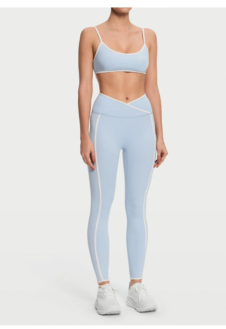 SPARK Contrast Color Spaghetti Straps Fitness Sports Bra RX6008