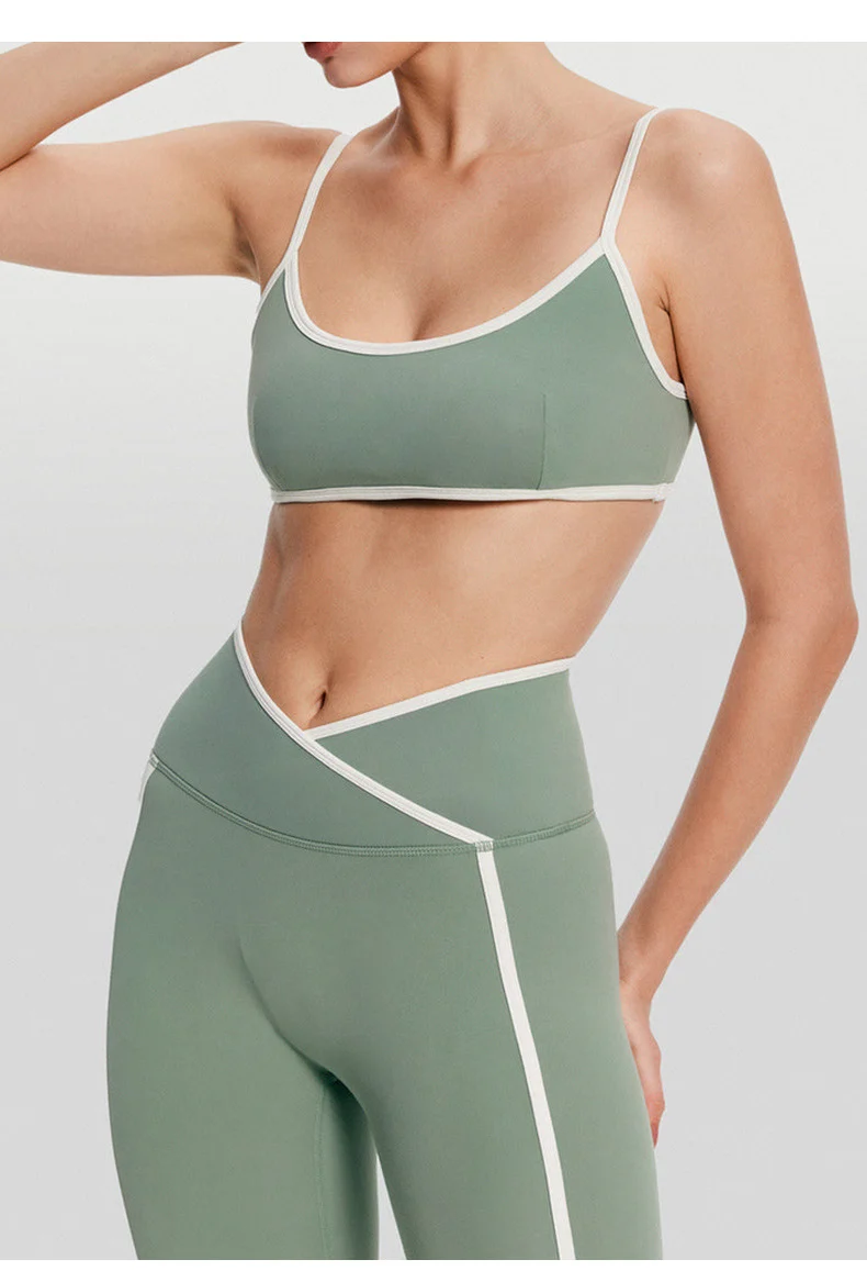 SPARK Contrast Color Spaghetti Straps Fitness Sports Bra RX6008