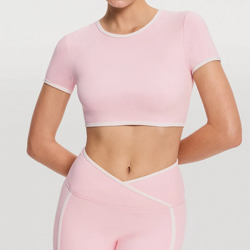 SPARK Contrast Color Short-Sleeve Yoga Tops RX6008