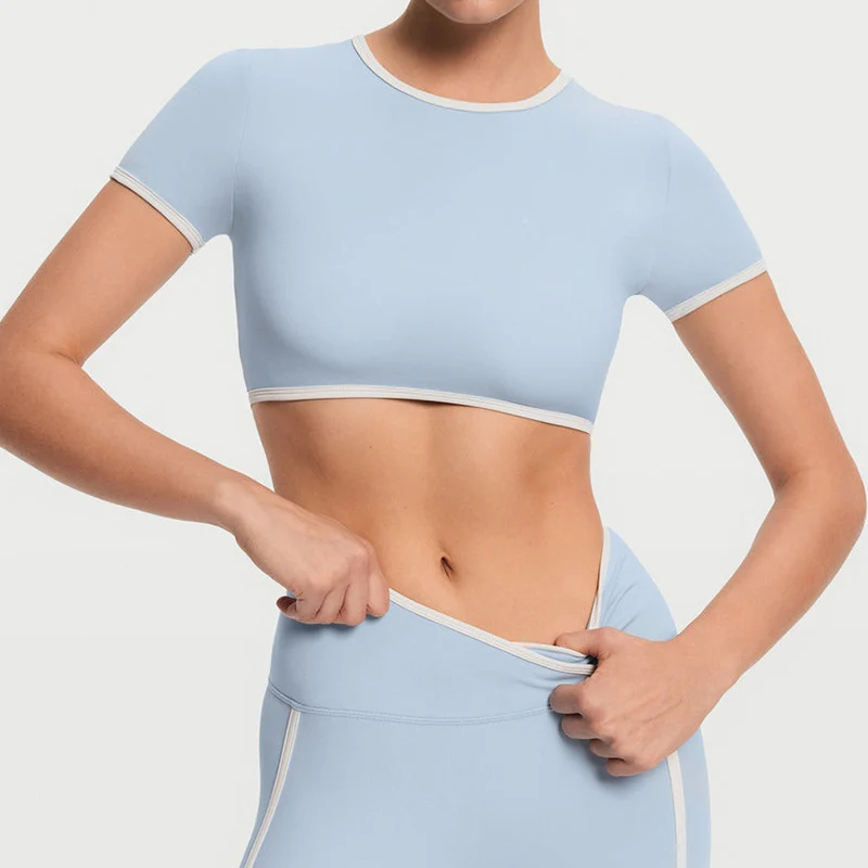 SPARK Contrast Color Short-Sleeve Yoga Tops RX6008