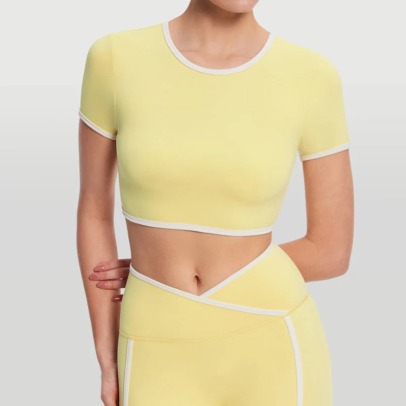 SPARK Contrast Color Short-Sleeve Yoga Tops RX6008