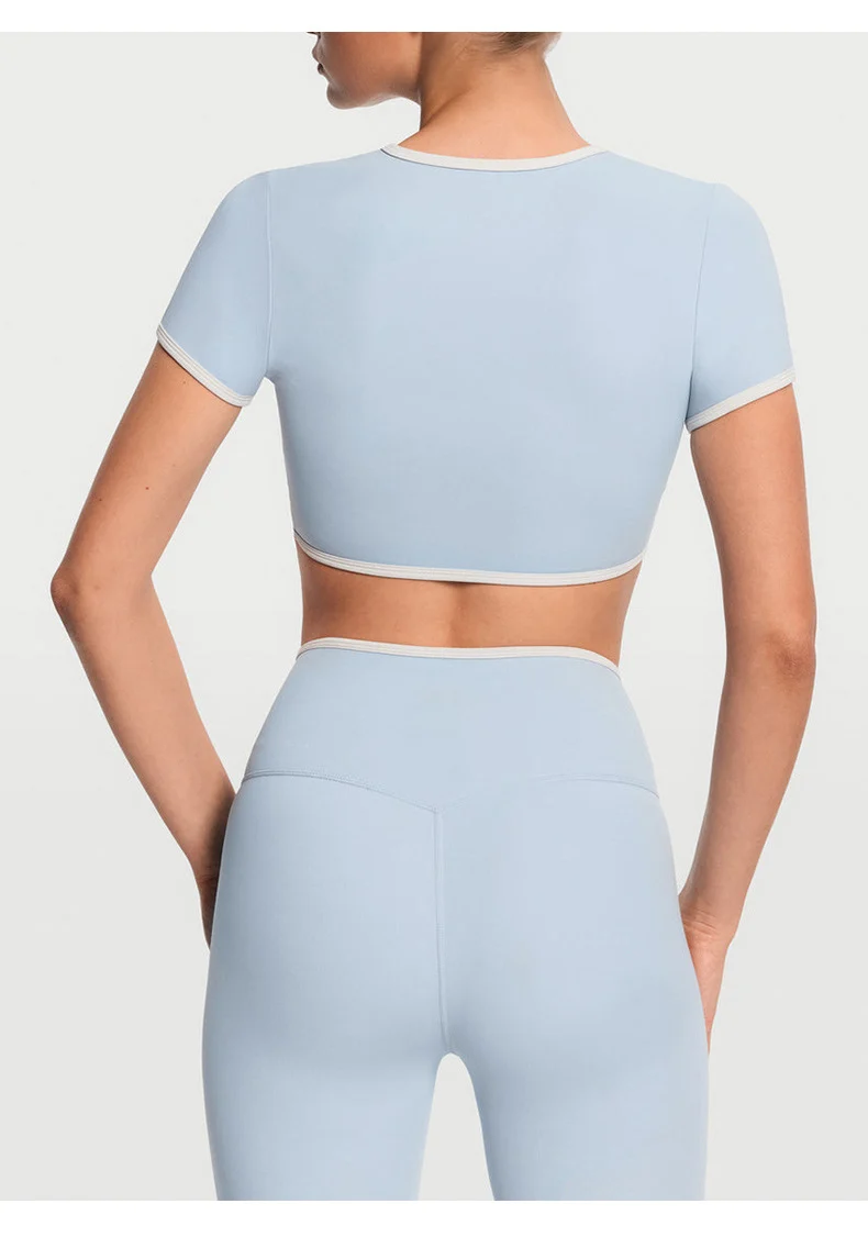 SPARK Contrast Color Short-Sleeve Yoga Tops RX6008