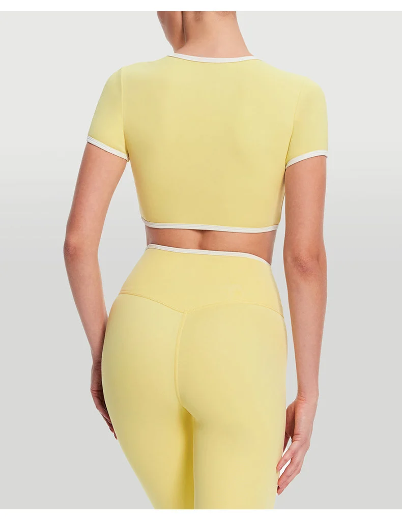 SPARK Contrast Color Short-Sleeve Yoga Tops RX6008