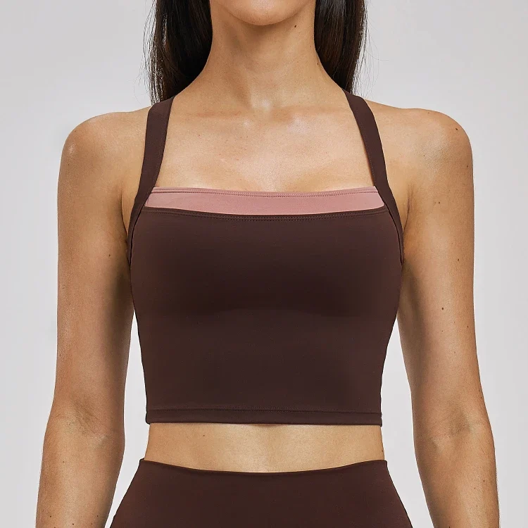 SPARK Women’s 2-in-1 Color Block Cross Back Yoga Tank Top ZC6116