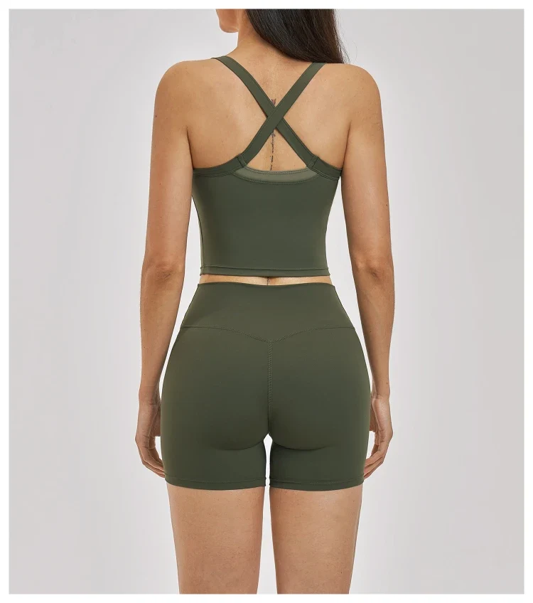 SPARK Women’s 2-in-1 Color Block Cross Back Yoga Tank Top ZC6116