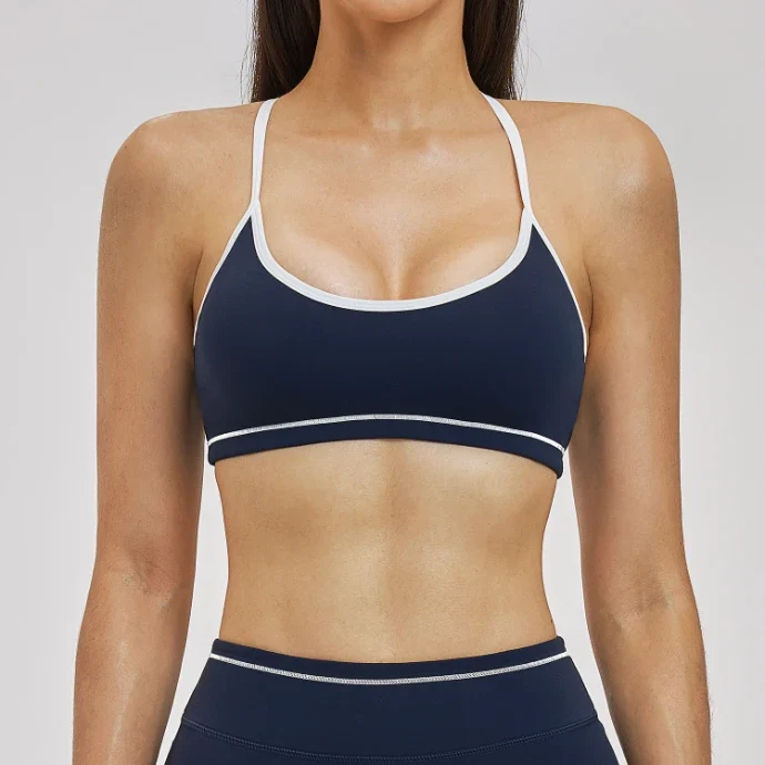 SPARK Women's Contrast Color Spaghetti Straps Yoga Sport Bra ZC3562