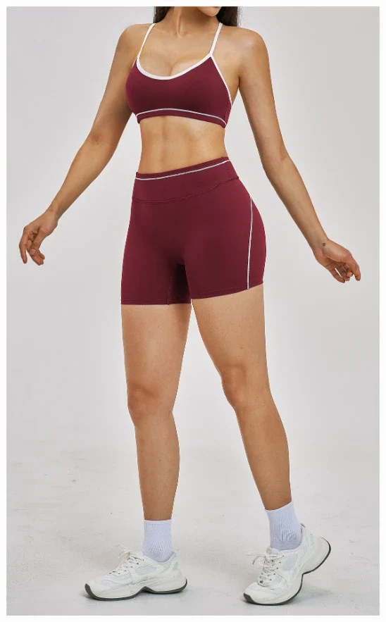 SPARK Women's Contrast Color Spaghetti Straps Yoga Sport Bra ZC3562