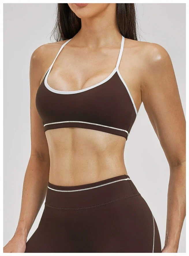 SPARK Women's Contrast Color Spaghetti Straps Yoga Sport Bra ZC3562