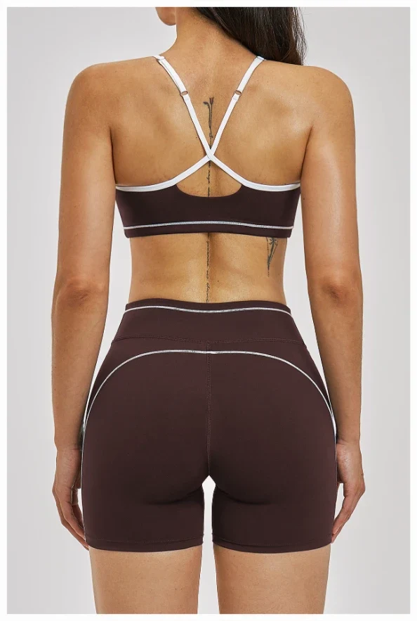 SPARK Women's Contrast Color Spaghetti Straps Yoga Sport Bra ZC3562