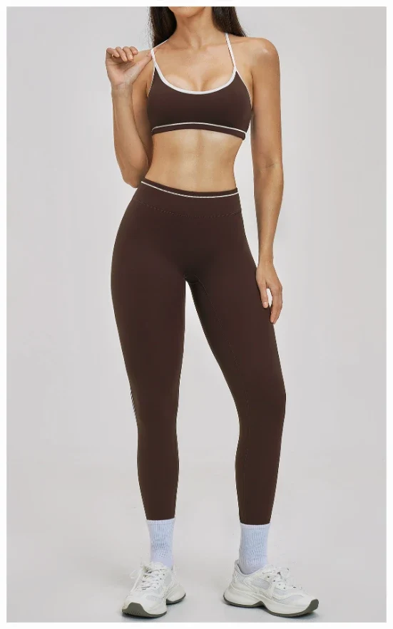 SPARK Women's Contrast Color Spaghetti Straps Yoga Sport Bra ZC3562
