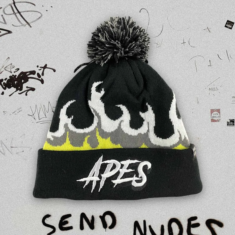 Apes Pompon Beanie - Black Flame