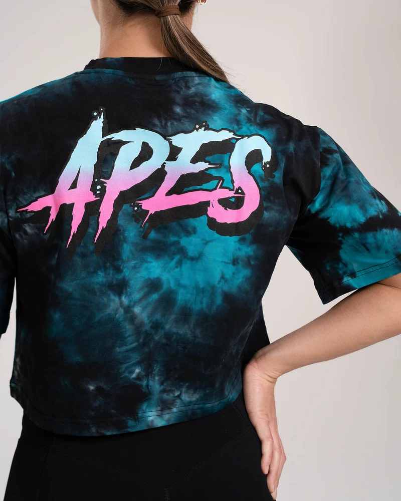 T-shirt Crop Oversize Apes Lab. Tie Dye Sky Blue