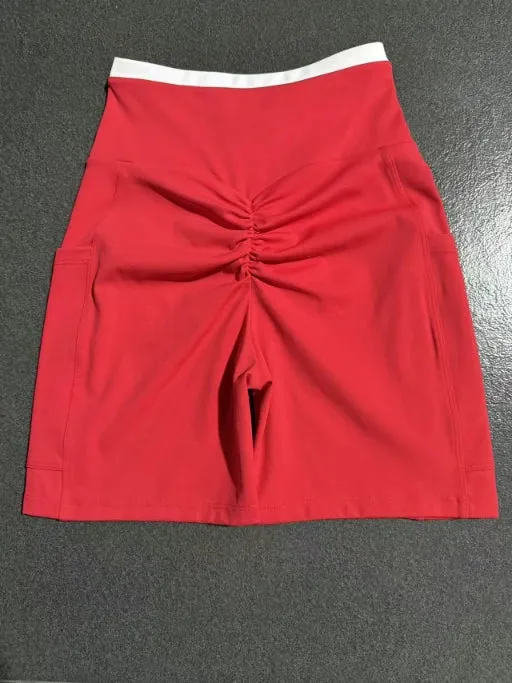 SPARK Color Block Cross Waist Butt Lifting Yoga Shorts TF12197