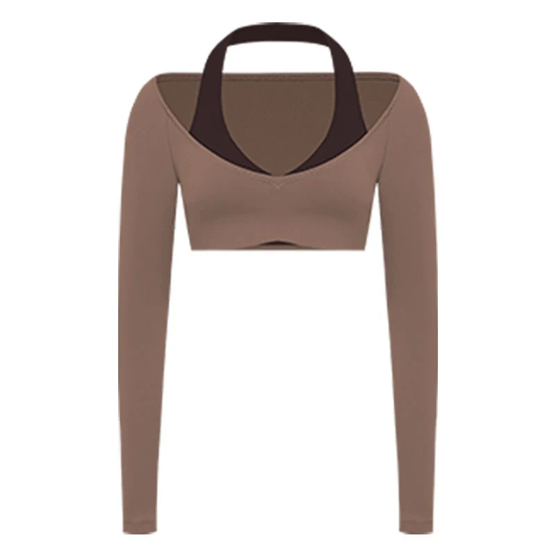 Spark Women's Halter Neck Crop Top Yoga Shirt FNK8816