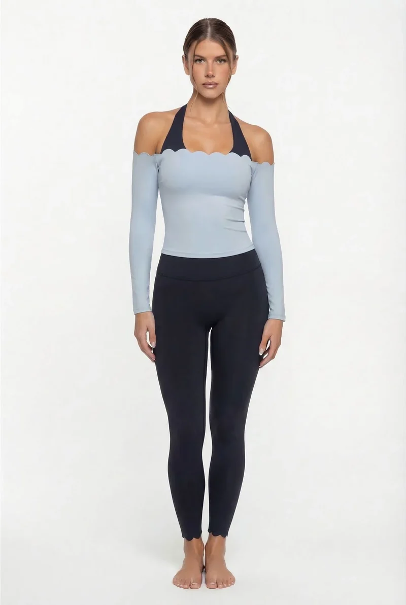 SPARK Fake Two-Piece Color-Block Fitness Yoga Top FNK881301