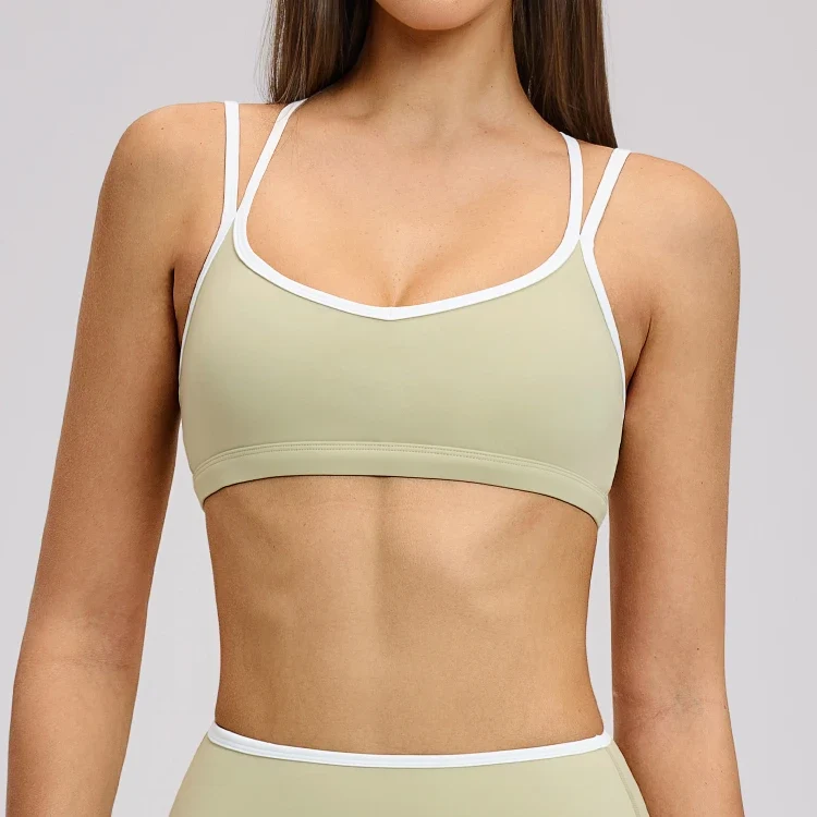 SPARK Women's Color Block Double Straps Yoga Sports Bra ZC9238