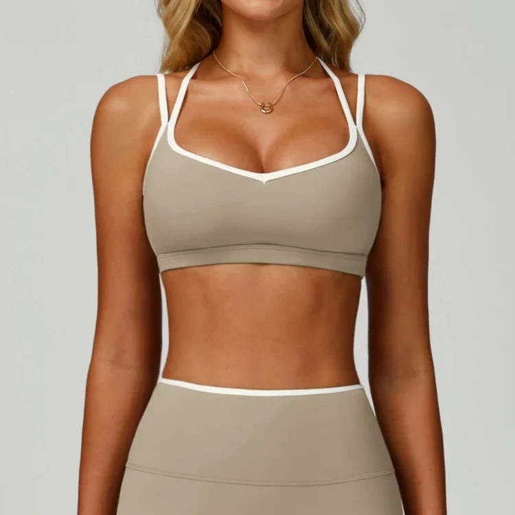 SPARK Women's Color Block Double Straps Yoga Sports Bra ZC9238