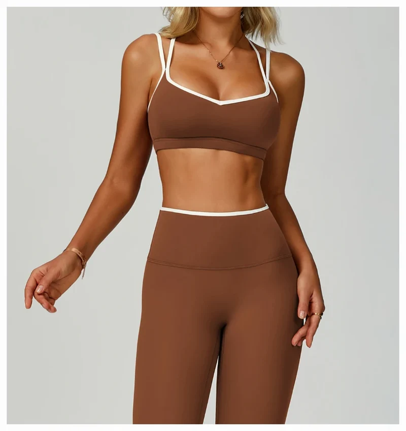 SPARK Women's Color Block Double Straps Yoga Sports Bra ZC9238