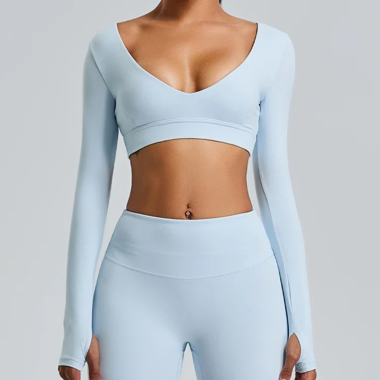 SPARK Women's Sexy V Neck Yoga Fitness Crop Top YJ0217